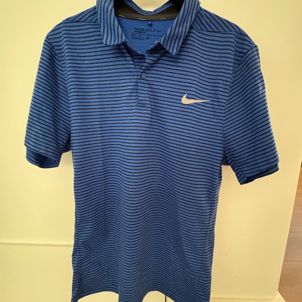 Nike Blue Performance Polo Shirt with Stripes